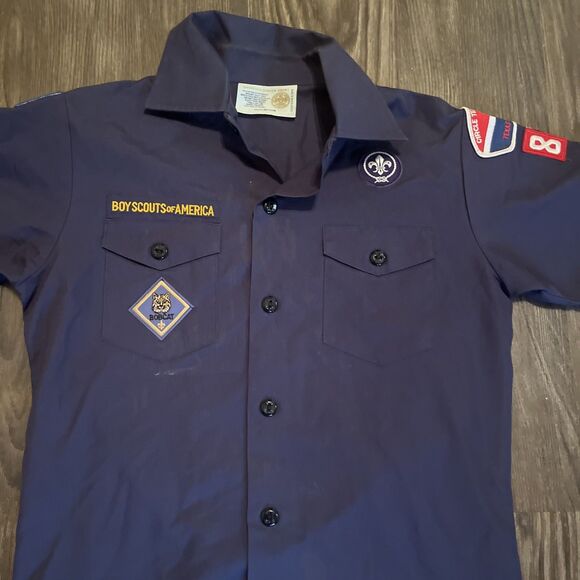 Boy Scouts America Scout Uniform Boys Youth Shirt Button Front Blue Size Medium - Picture 3 of 8